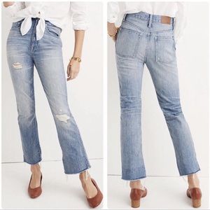 Madewell 29 Rigid Demi Boot Crop Distressed High Waisted Light Wash Jeans